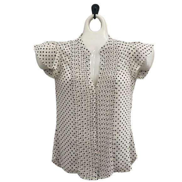 H&M Conscious black and white polka dot button down flutter sleeve blouse - Picture 1 of 7